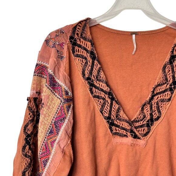 Free People S Cross Country Boho Embroidered Sienna Bell-Sleeve Top - Picture 10 of 12